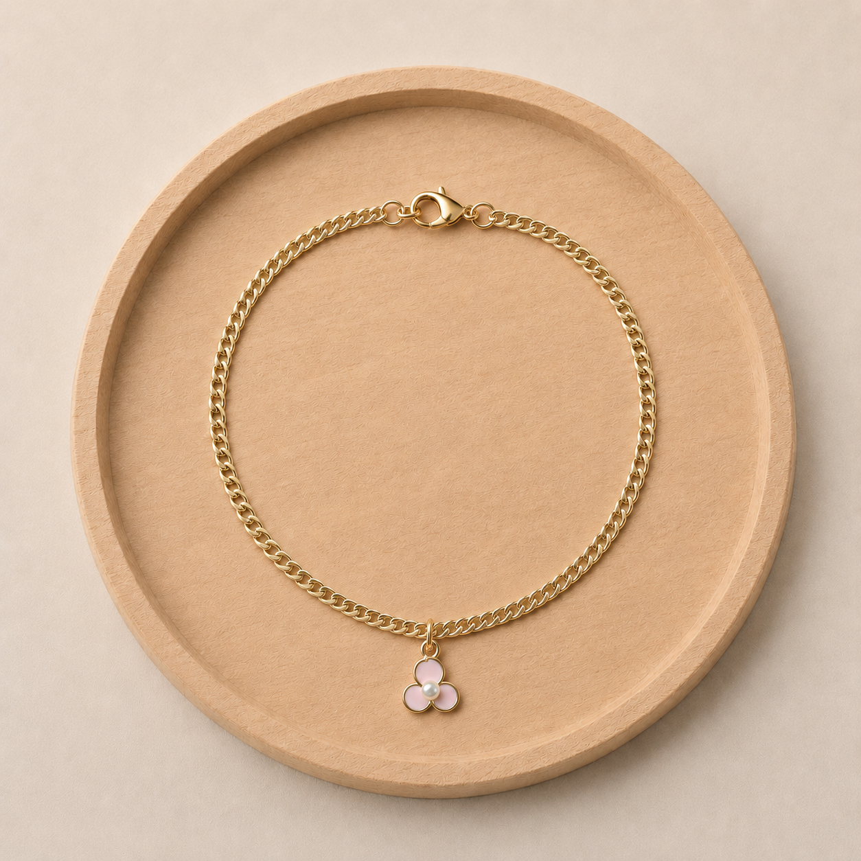 Pink Pearl Flower Anklet