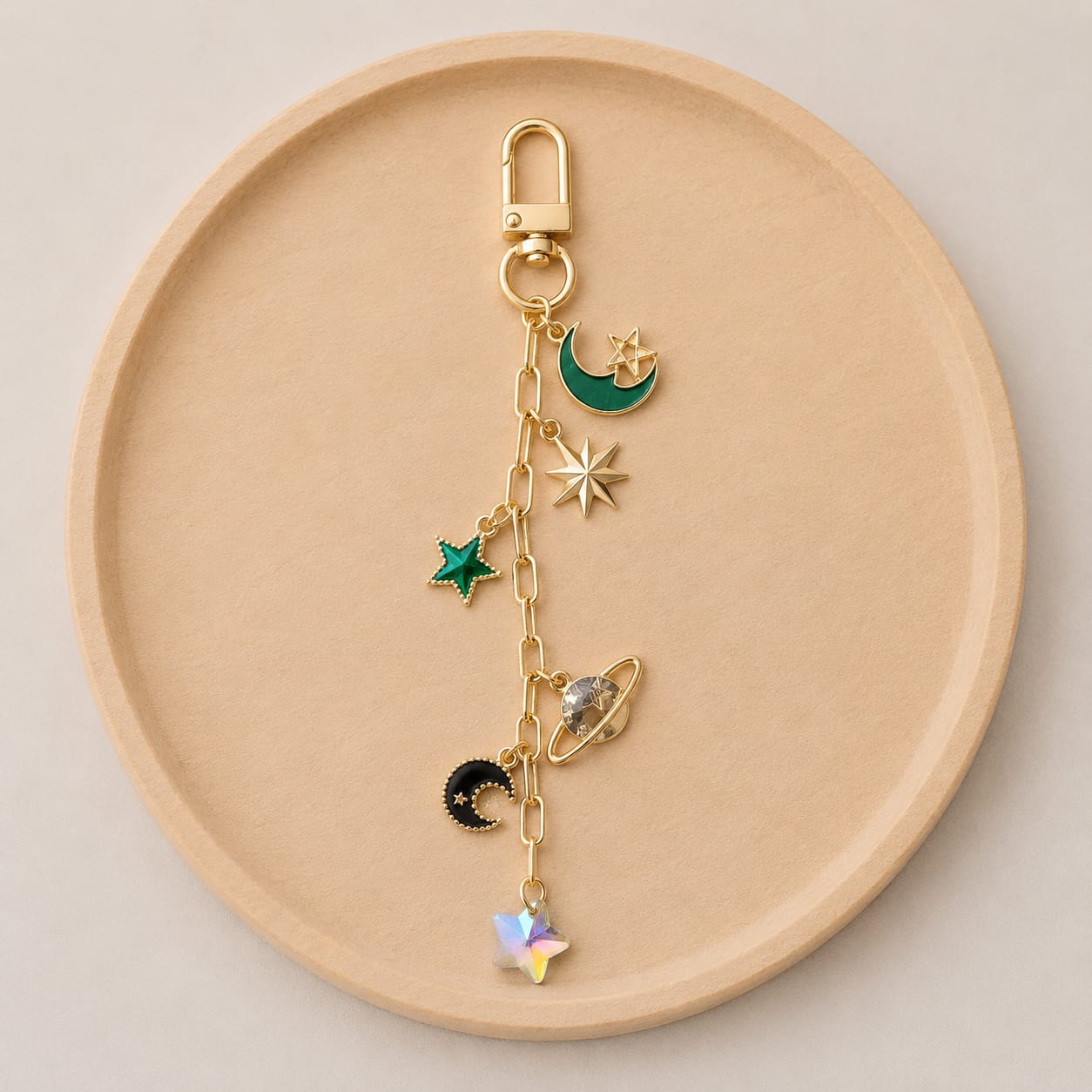 Moon and Star Keychain