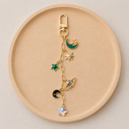 Moon and Star Keychain