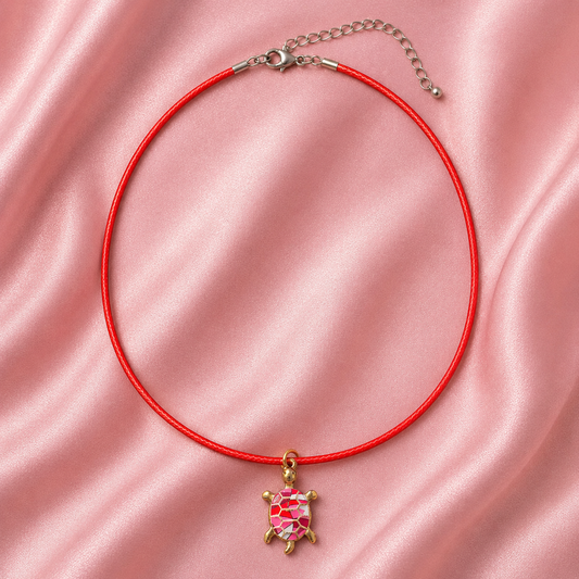 Pink Mosaic Turtle Necklace