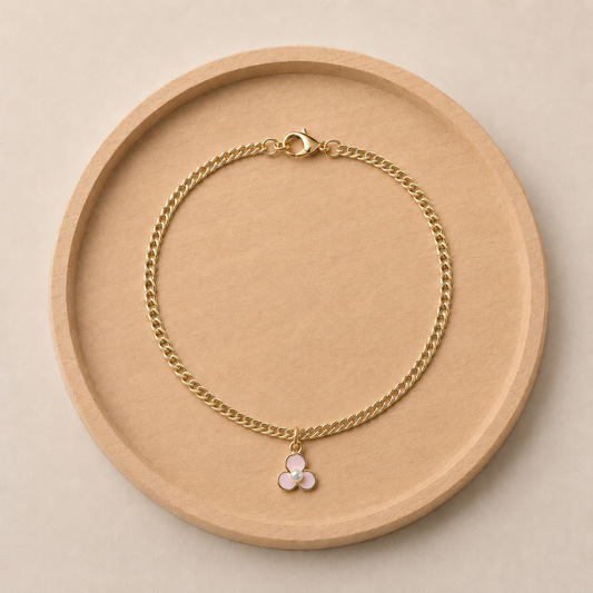 Pink Pearl Flower Anklet