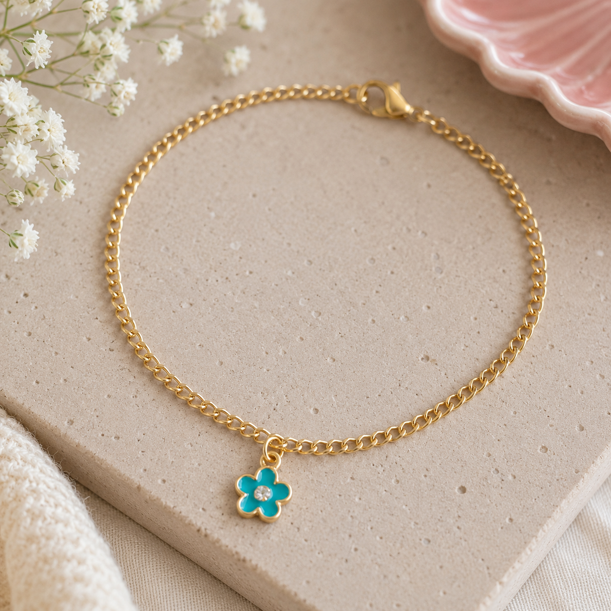Blue Blossom Anklet