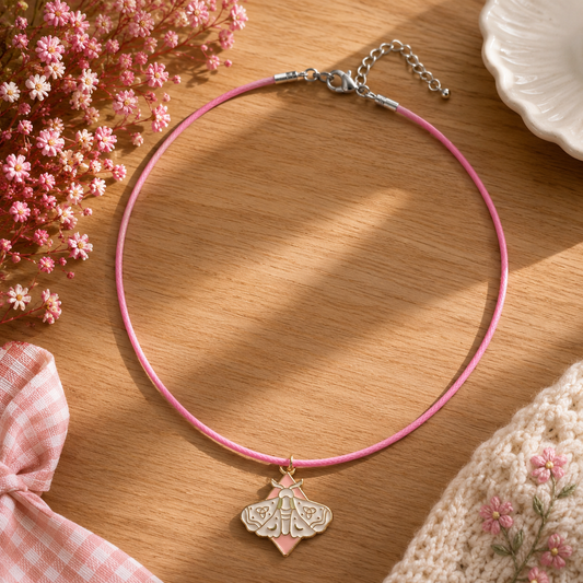 Blush Moon Moth Necklace