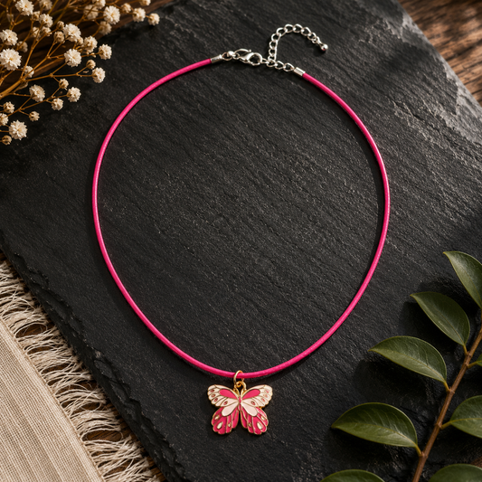 Pink Butterfly Necklace