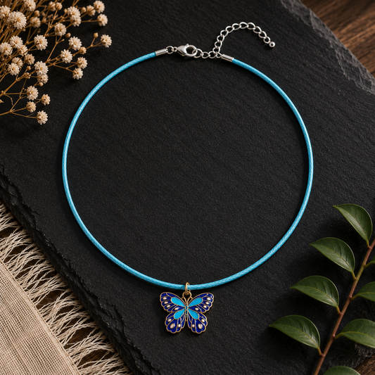 Blue Morpho Butterfly Necklace