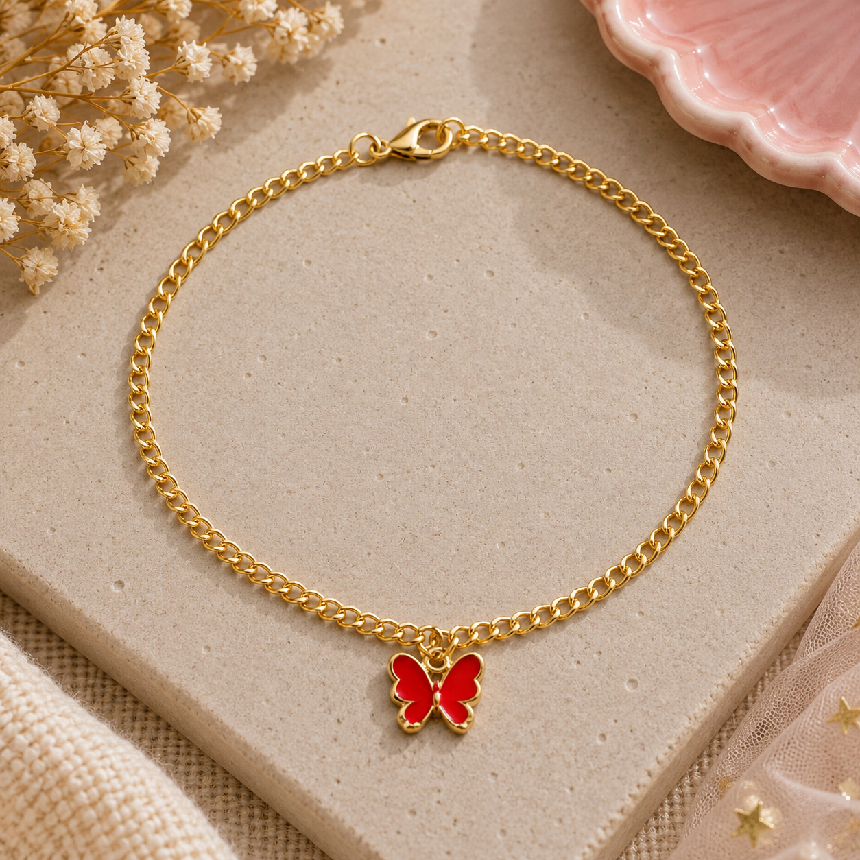 Ruby Flutter Anklet